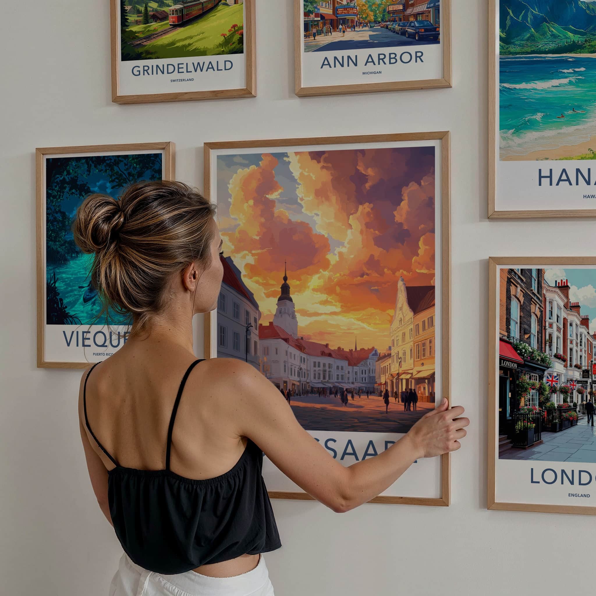 Kuressaare Poster - Estonia Travel Art - Vibrant Sunset Square Home Decor