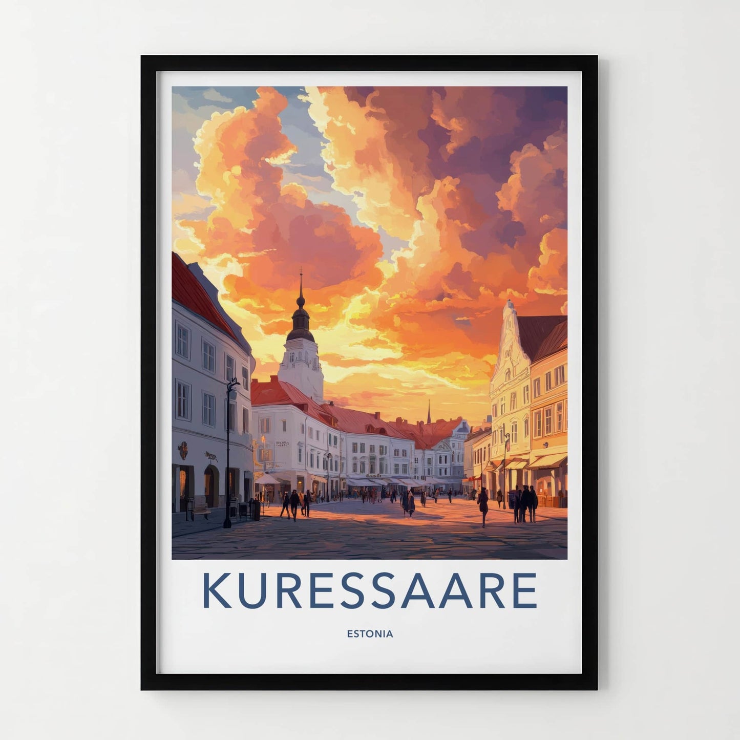 Kuressaare Poster - Estonia Travel Art - Vibrant Sunset Square Home Decor
