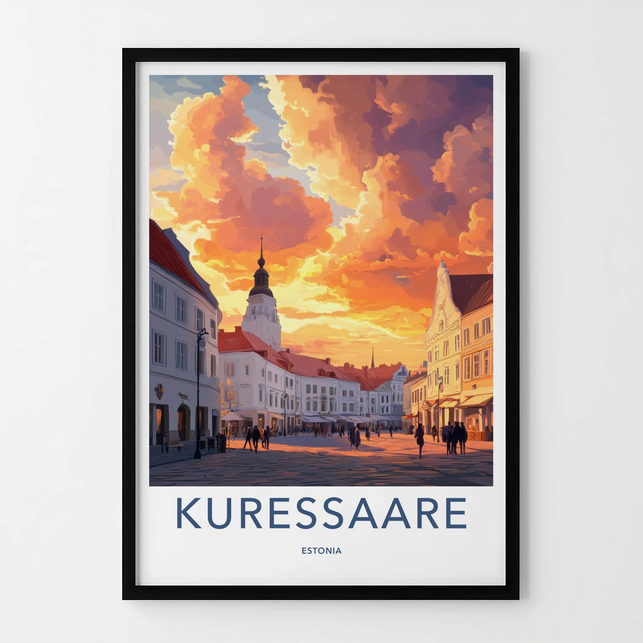 Kuressaare Poster - Estonia Travel Art - Vibrant Sunset Square Home Decor