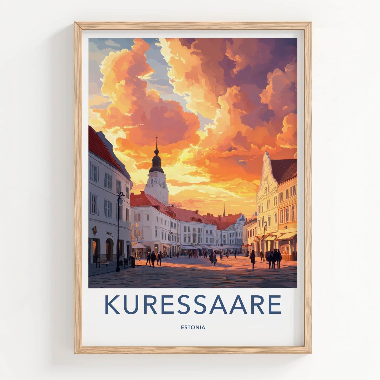 Kuressaare Poster - Estonia Travel Art - Vibrant Sunset Square Home Decor