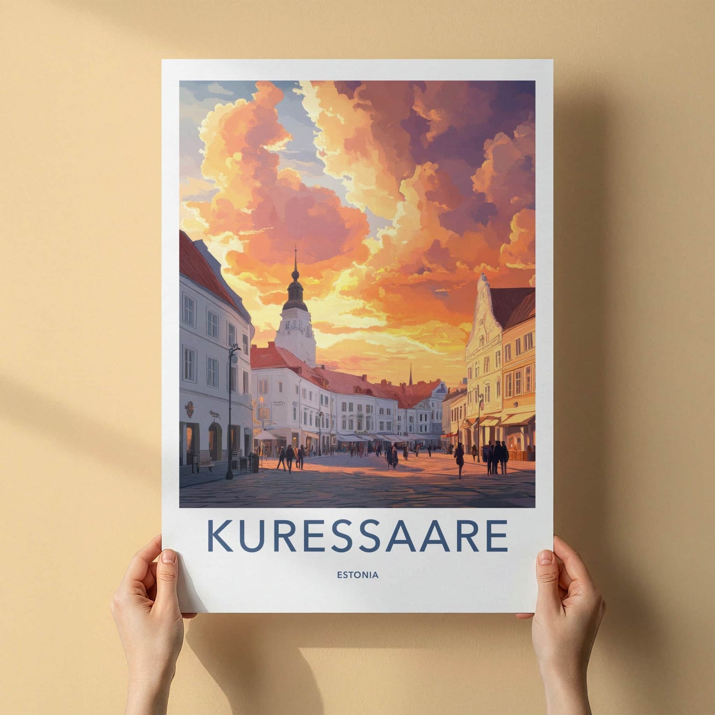 Kuressaare Poster - Estonia Travel Art - Vibrant Sunset Square Home Decor