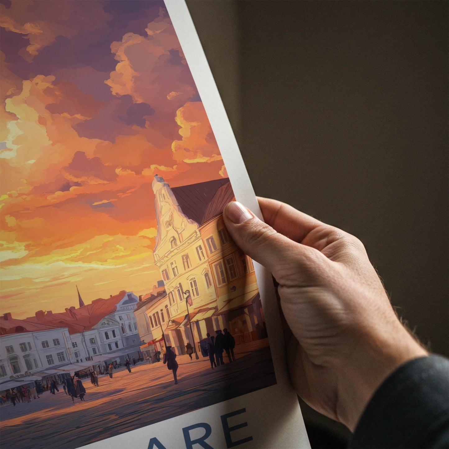 Kuressaare Poster - Estonia Travel Art - Vibrant Sunset Square Home Decor