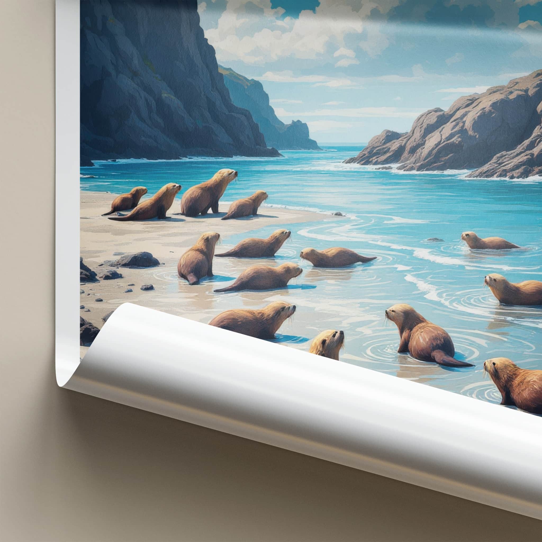 Kuril Islands Poster - Russia Art Print - Coastal Sea Lions Home Decor