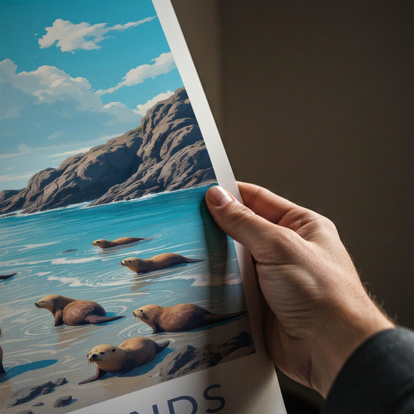 Kuril Islands Poster - Russia Art Print - Coastal Sea Lions Home Decor