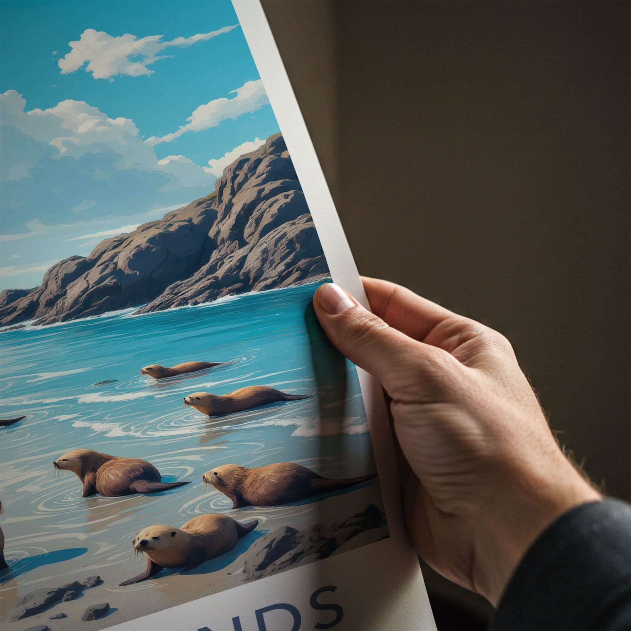Kuril Islands Poster - Russia Art Print - Coastal Sea Lions Home Decor