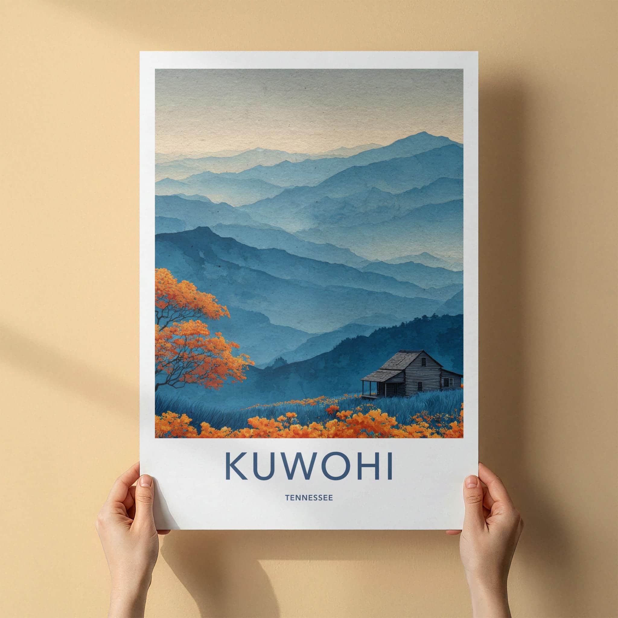Kuwahi Poster - Tennessee Wall Art - Rustic Cabin Scene Home Decor