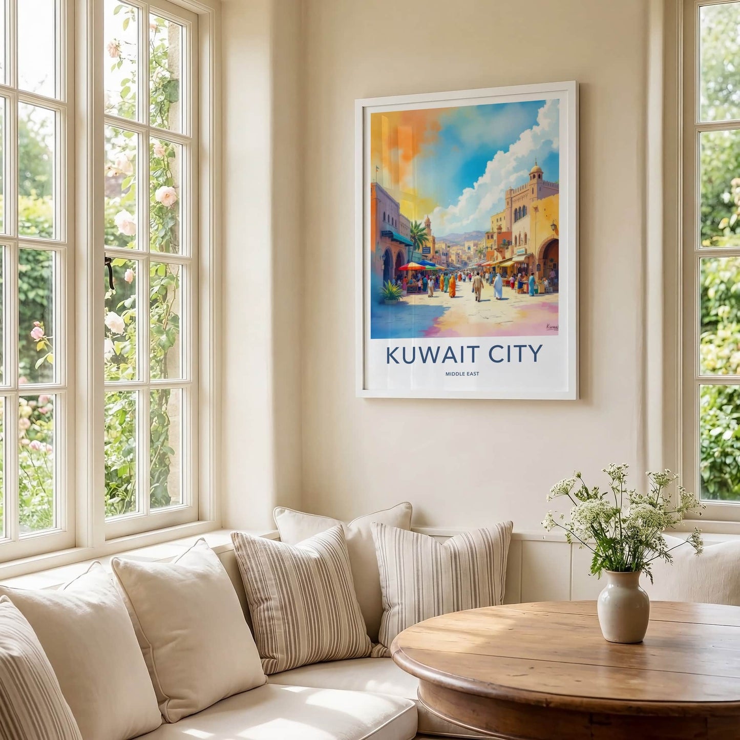 Kuwait City Poster - Kuwait Colorful Street Vibrant Home Decor
