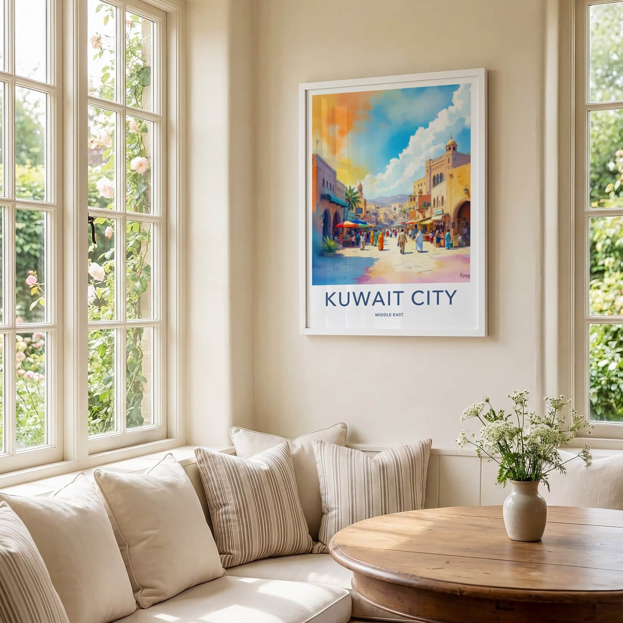 Kuwait City Poster - Kuwait Colorful Street Vibrant Home Decor