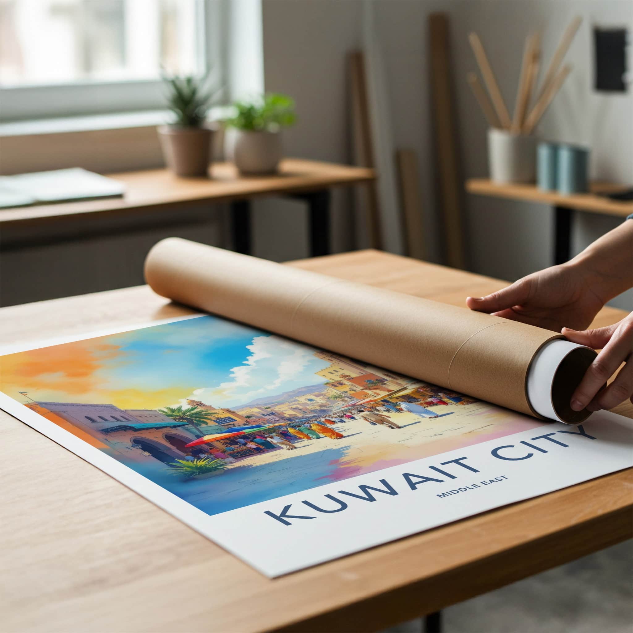 Kuwait City Poster - Kuwait Colorful Street Vibrant Home Decor
