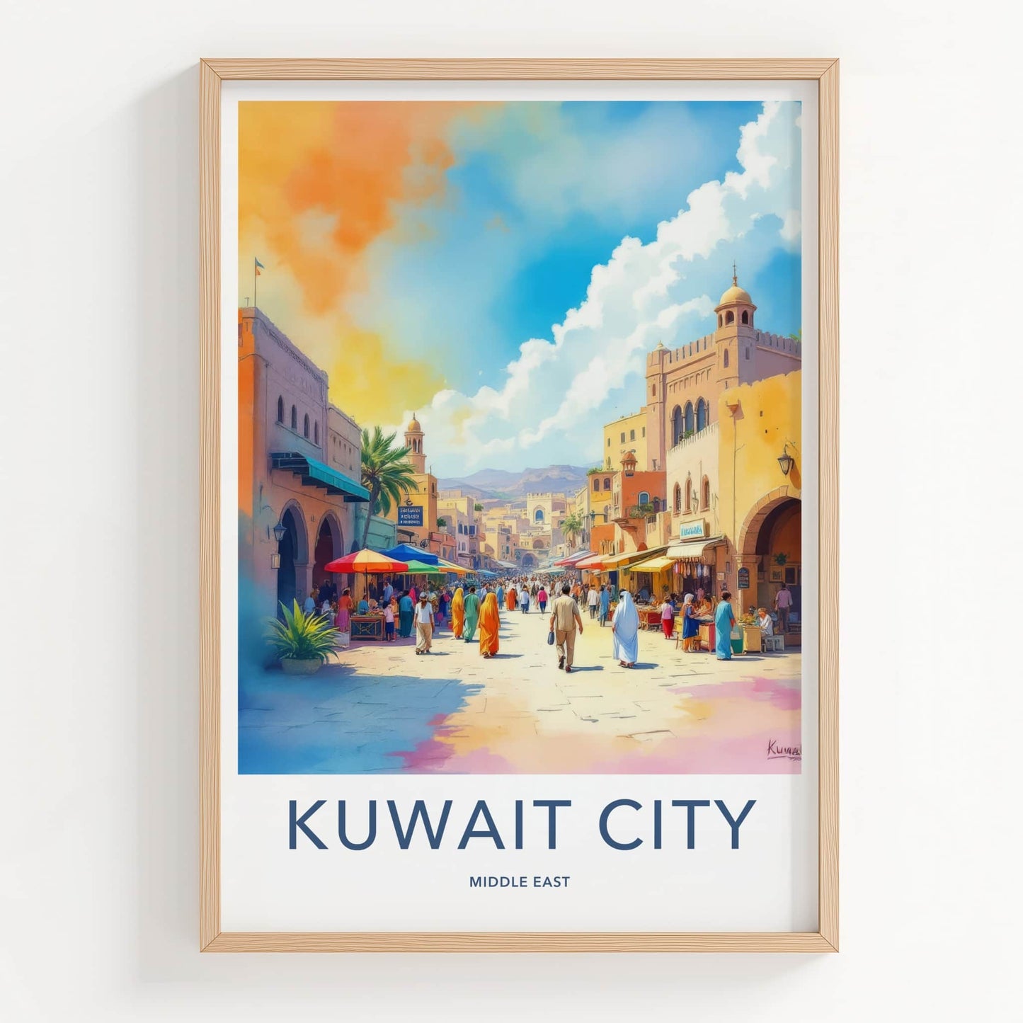 Kuwait City Poster - Kuwait Colorful Street Vibrant Home Decor
