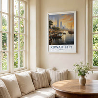 Kuwait City Poster - Kuwait Framed Print - Harbor City Sunset Lounge Decor