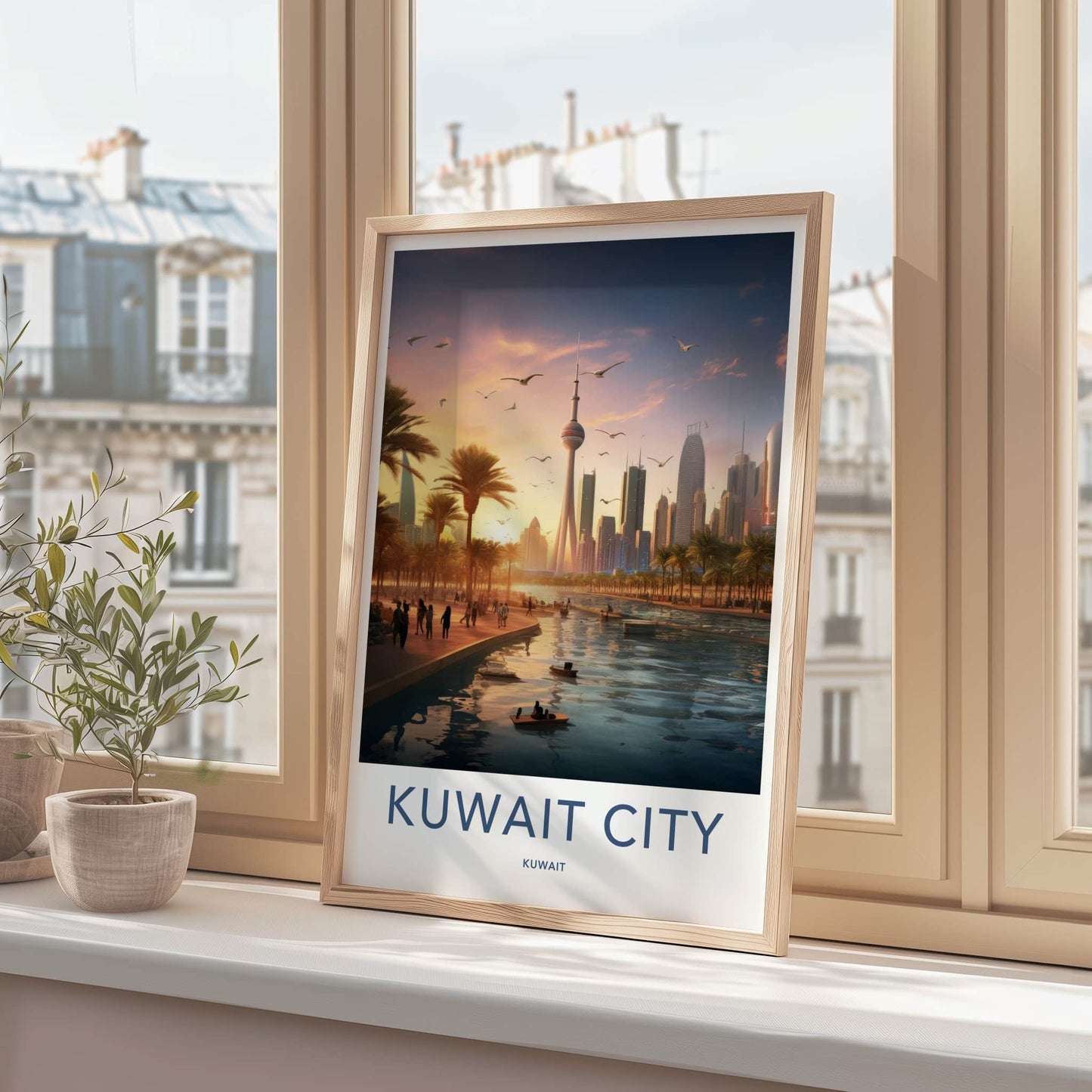 Kuwait City Poster - Kuwait Travel Art - Golden Hour Skyline Home Decor