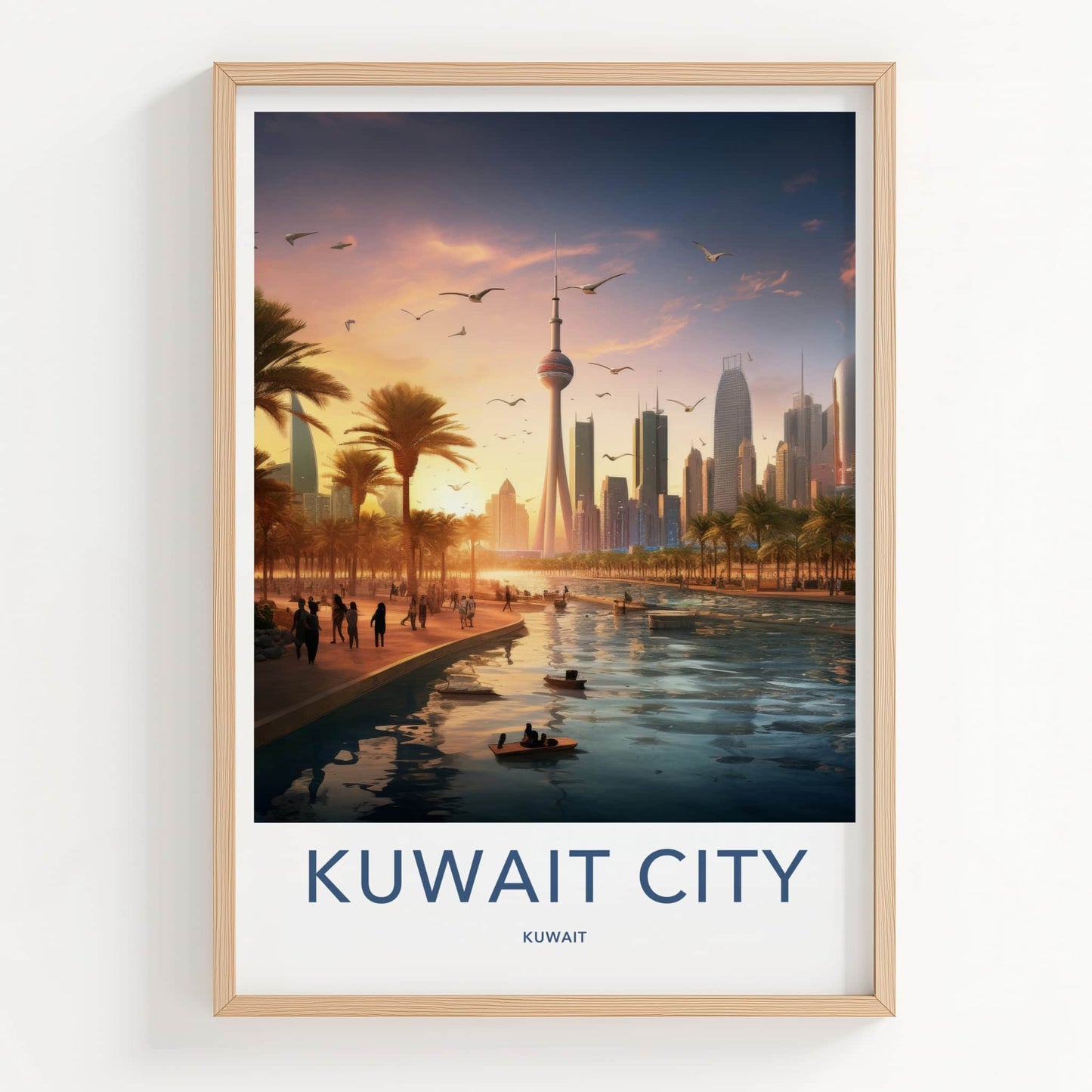 Kuwait City Poster - Kuwait Travel Art - Golden Hour Skyline Home Decor