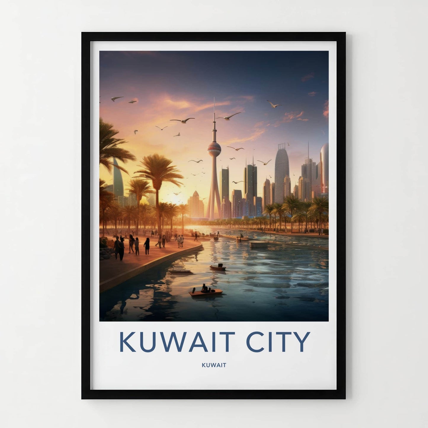 Kuwait City Poster - Kuwait Travel Art - Golden Hour Skyline Home Decor