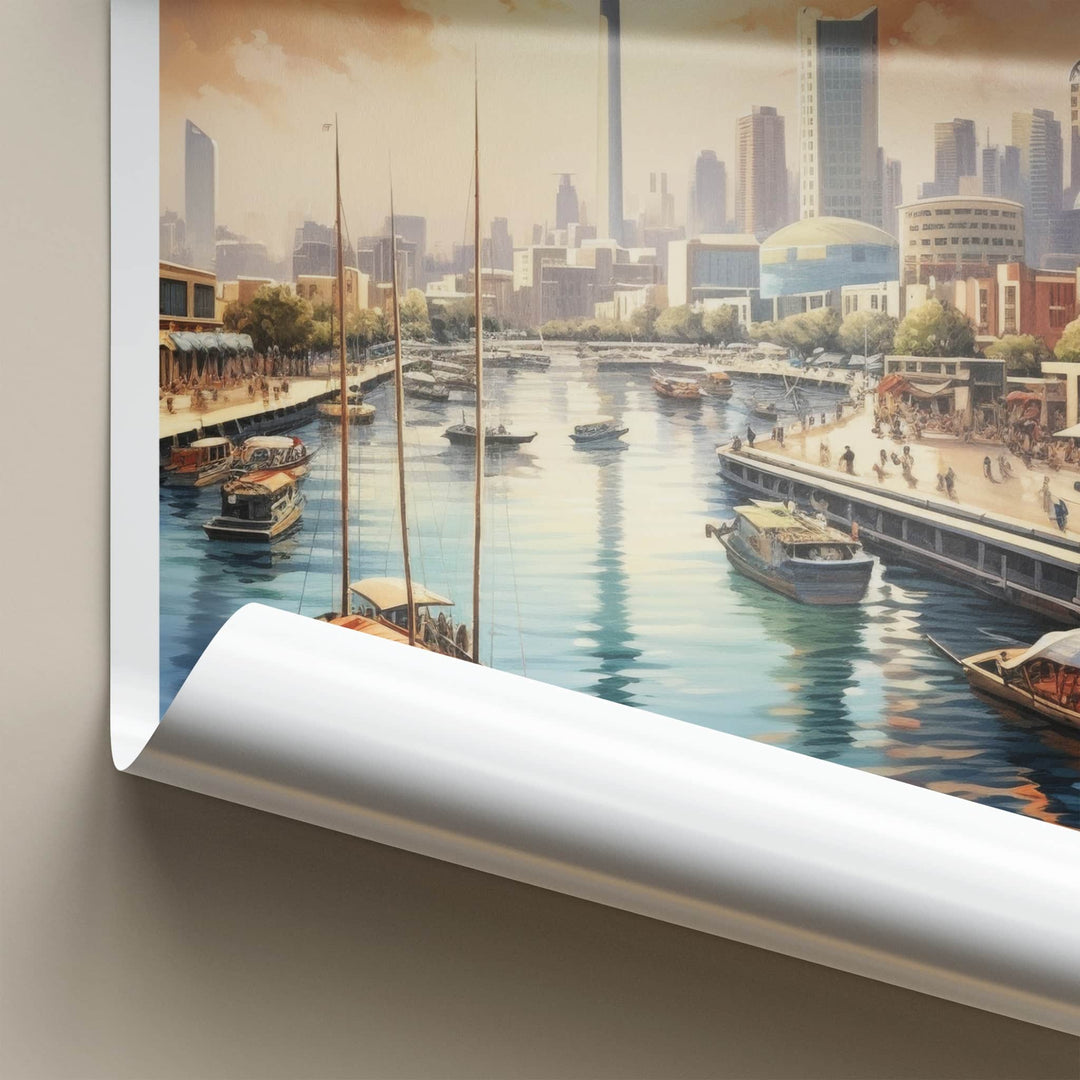 Kuwait City Poster - Kuwait Travel Art - Waterfront City Sunset Home Decor