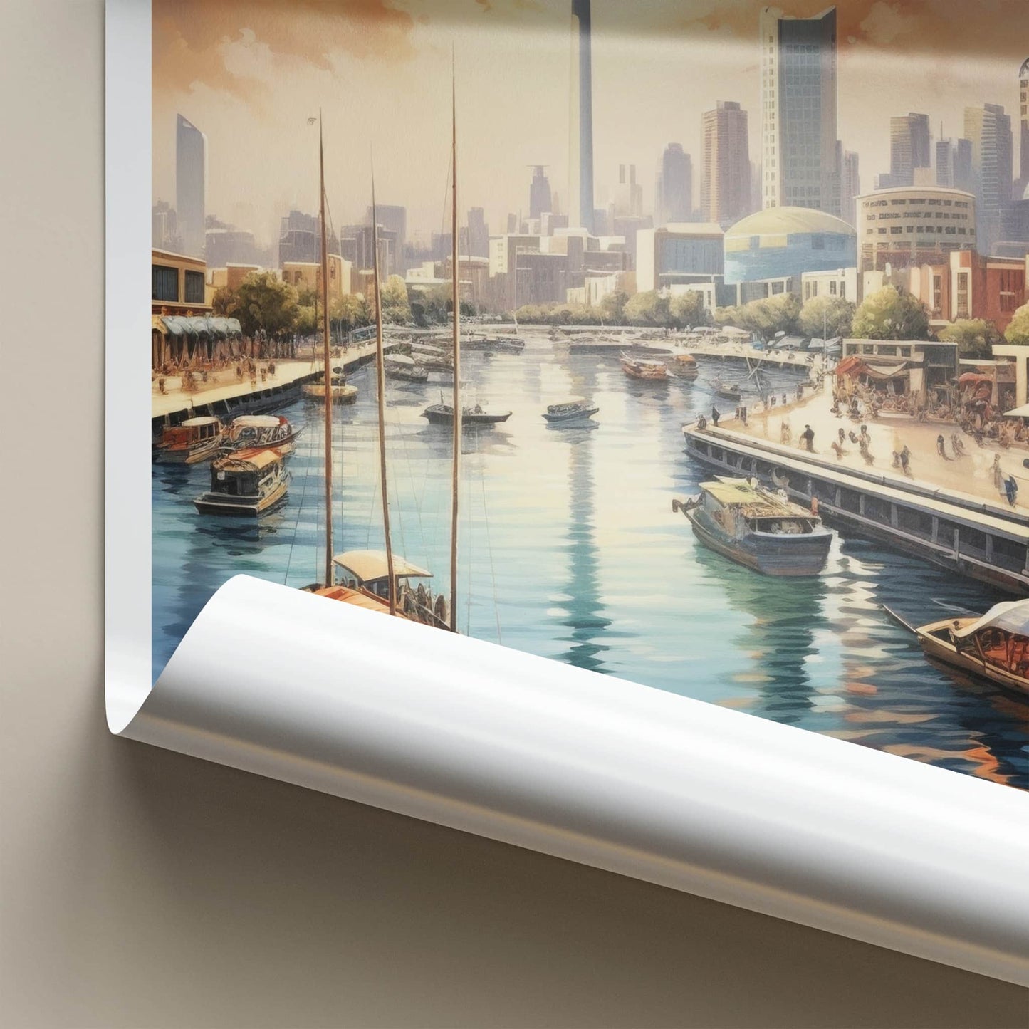 Kuwait City Poster - Kuwait Travel Art - Waterfront City Sunset Home Decor