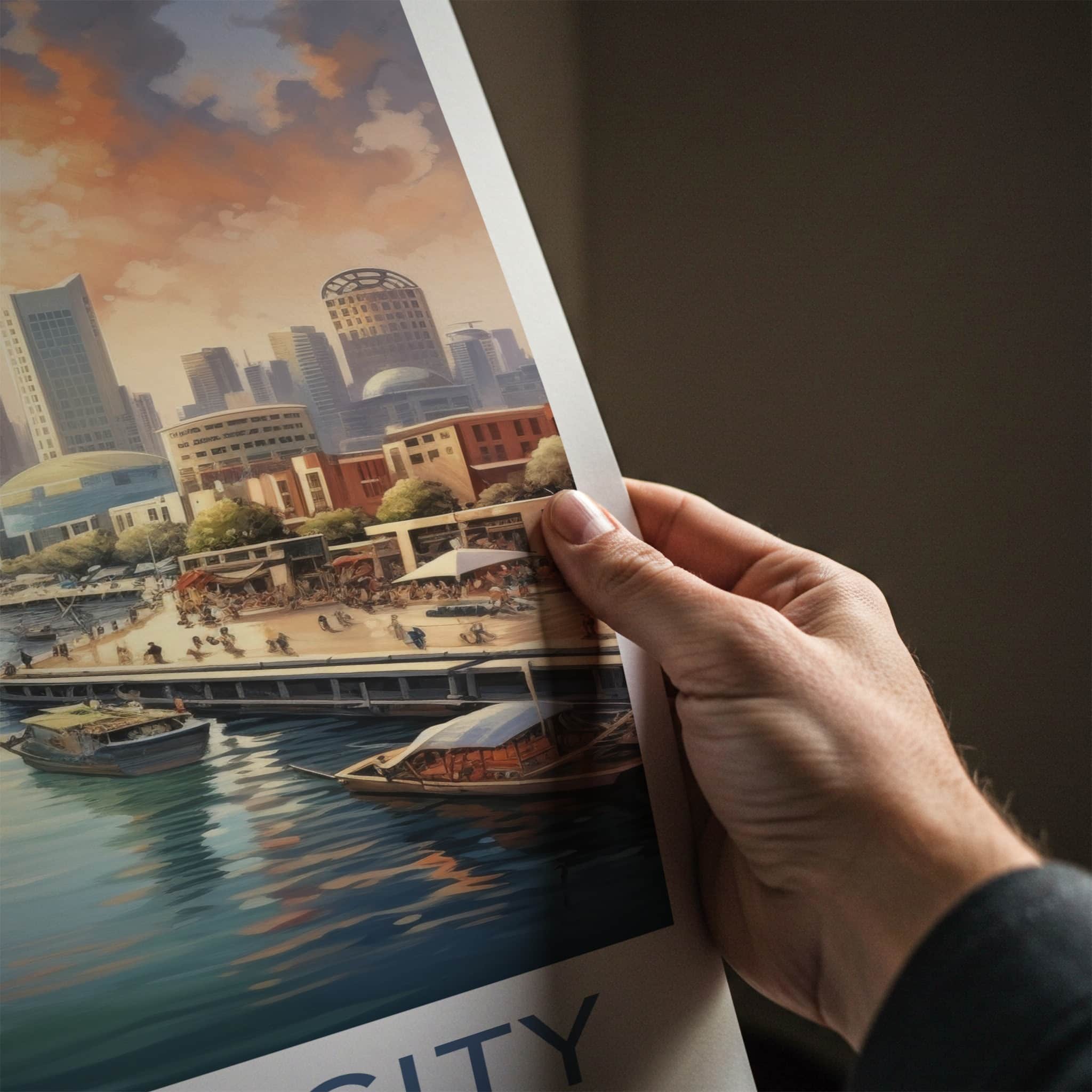 Kuwait City Poster - Kuwait Travel Art - Waterfront City Sunset Home Decor