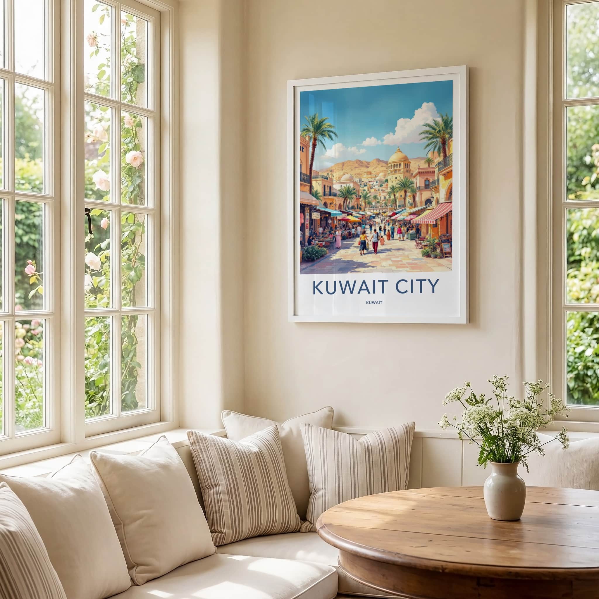 Kuwait City Poster - Kuwait Wall Art - Bustling Market Street Wall Decor