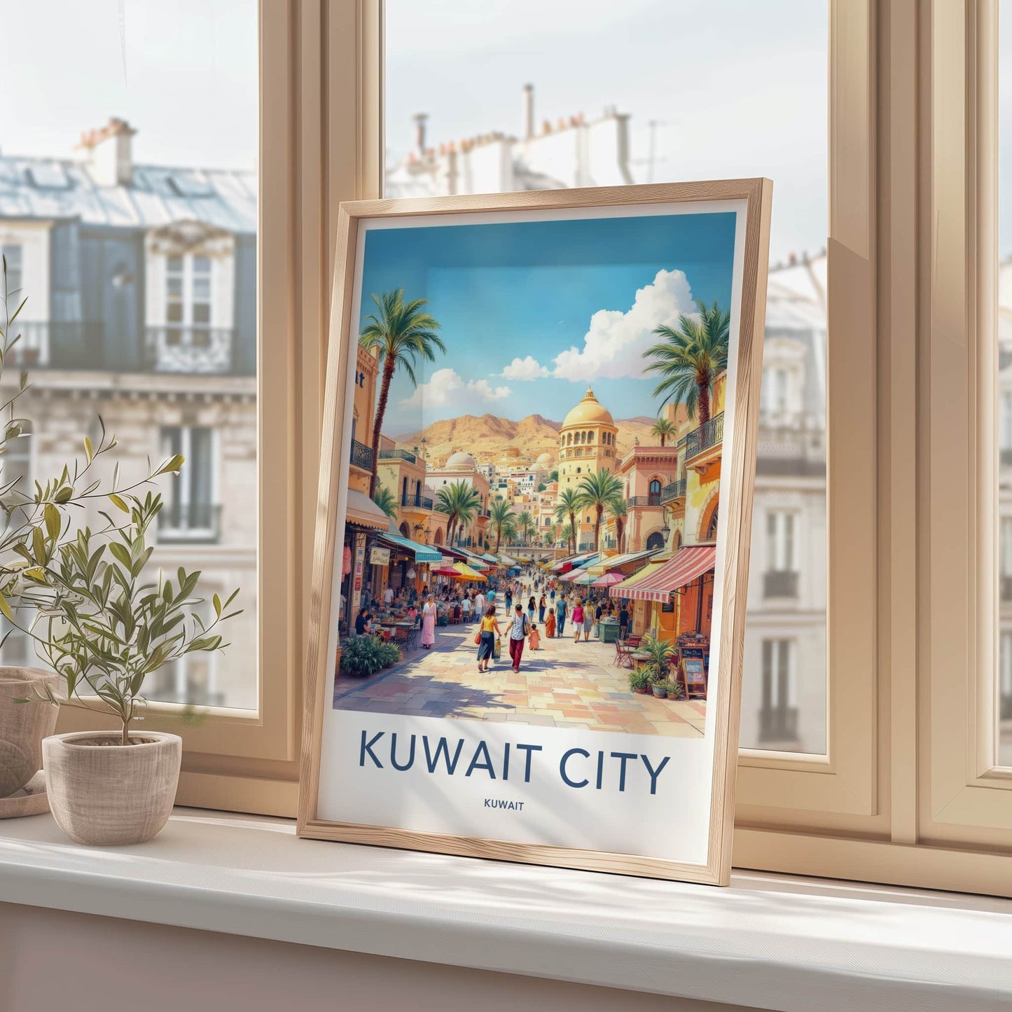 Kuwait City Poster - Kuwait Wall Art - Bustling Market Street Wall Decor
