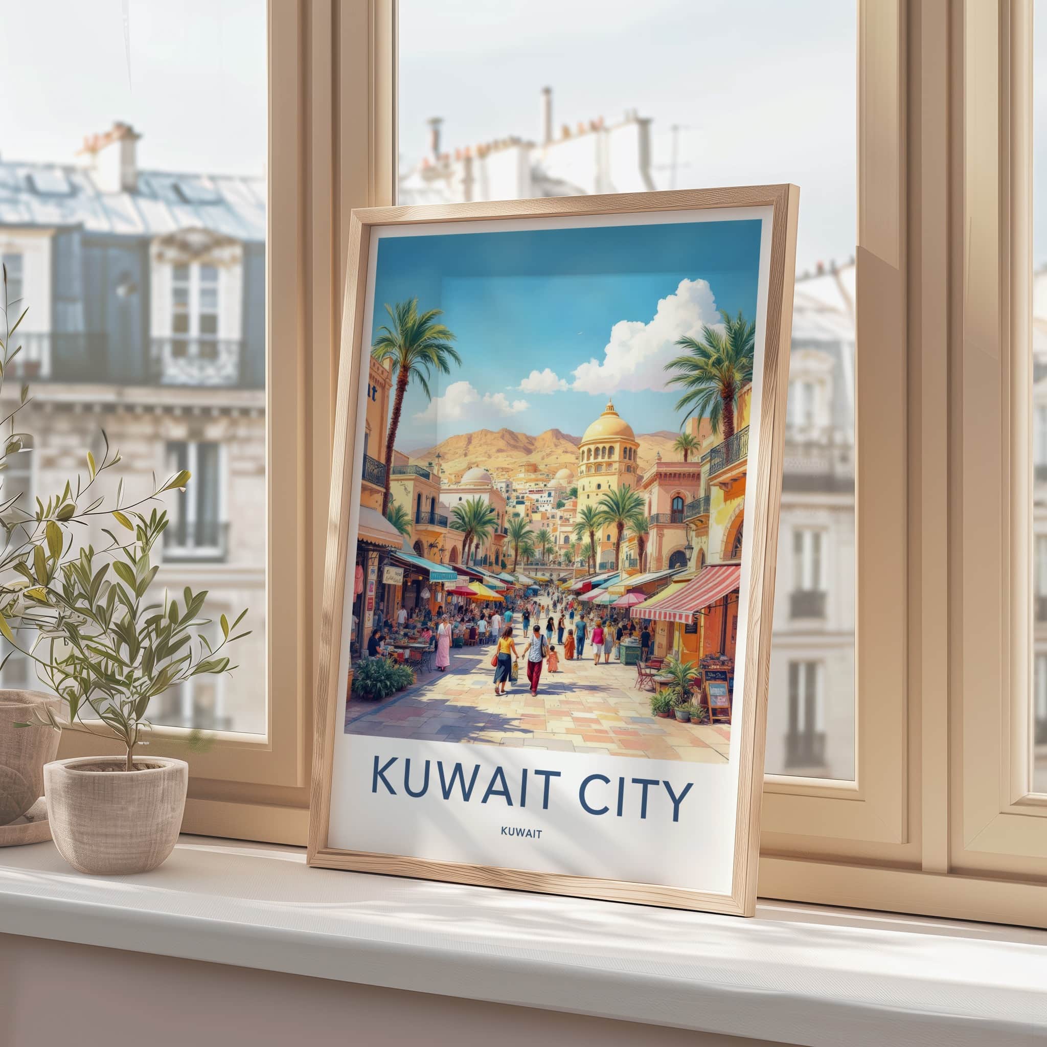 Kuwait City Poster - Kuwait Wall Art - Bustling Market Street Wall Decor