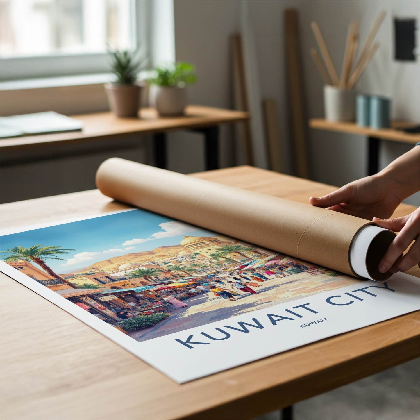 Kuwait City Poster - Kuwait Wall Art - Bustling Market Street Wall Decor