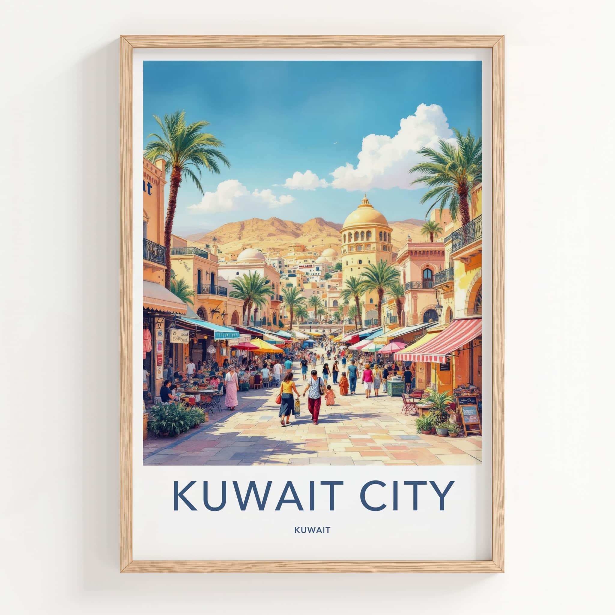 Kuwait City Poster - Kuwait Wall Art - Bustling Market Street Wall Decor