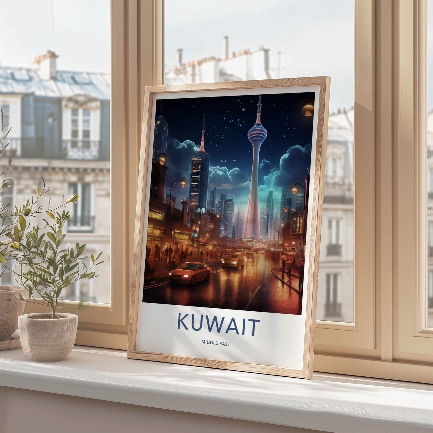 Kuwait City Poster - Kuwait Wall Art - Night Cityscape Tower Home Decor