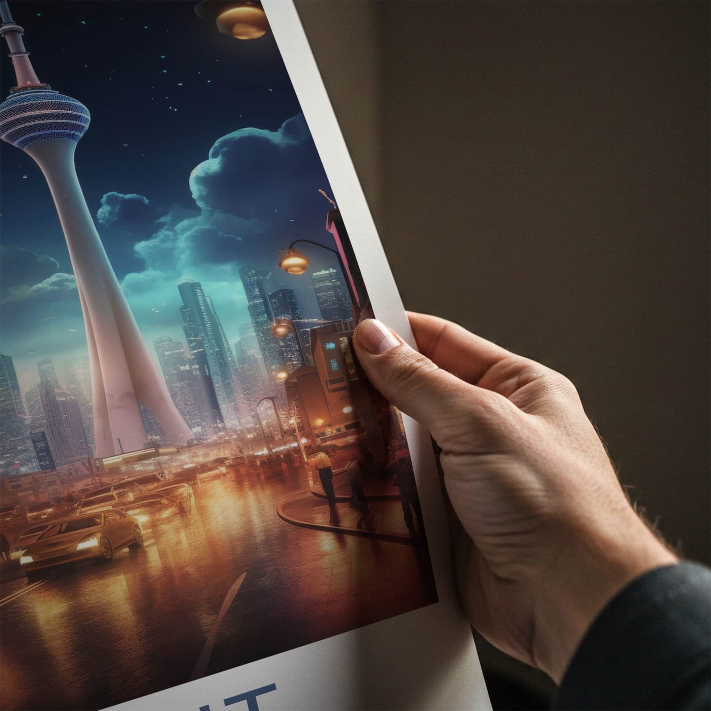 Kuwait City Poster - Kuwait Wall Art - Night Cityscape Tower Home Decor