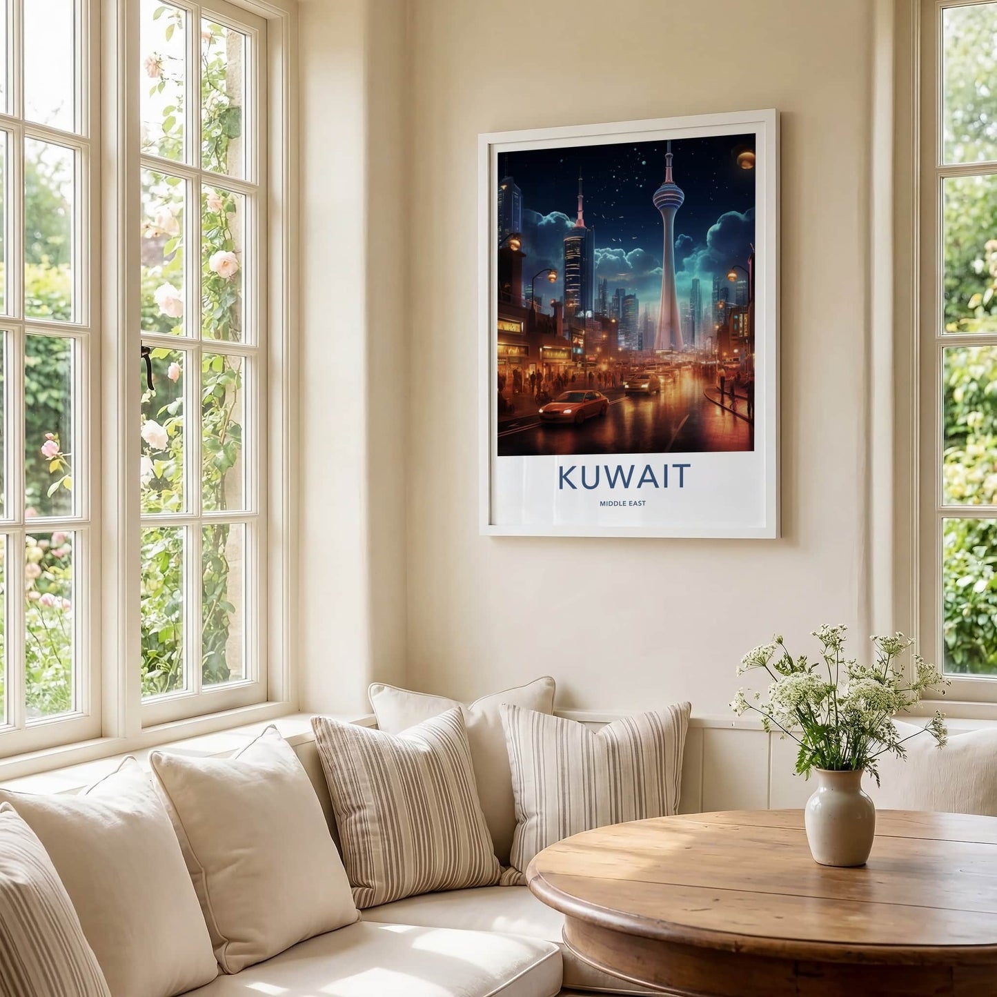 Kuwait City Poster - Kuwait Wall Art - Night Cityscape Tower Home Decor