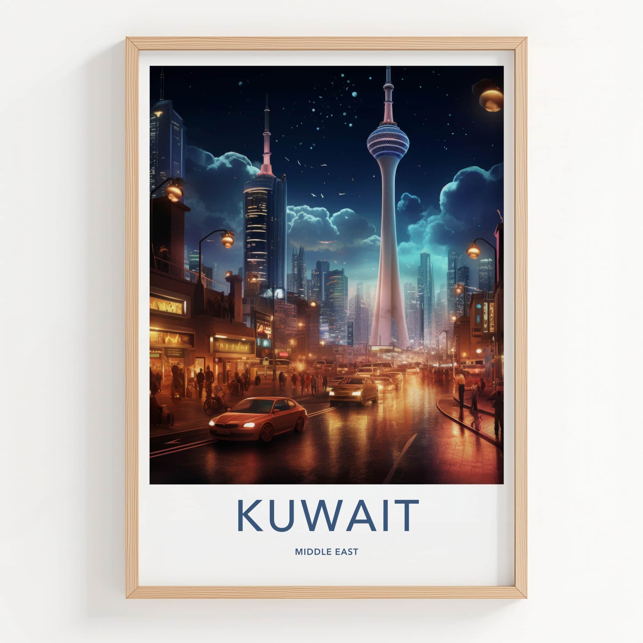 Kuwait City Poster - Kuwait Wall Art - Night Cityscape Tower Home Decor