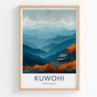 Kuwohi Poster - North Carolina Wall Art - Rustic Cabin Autumn Home Decor