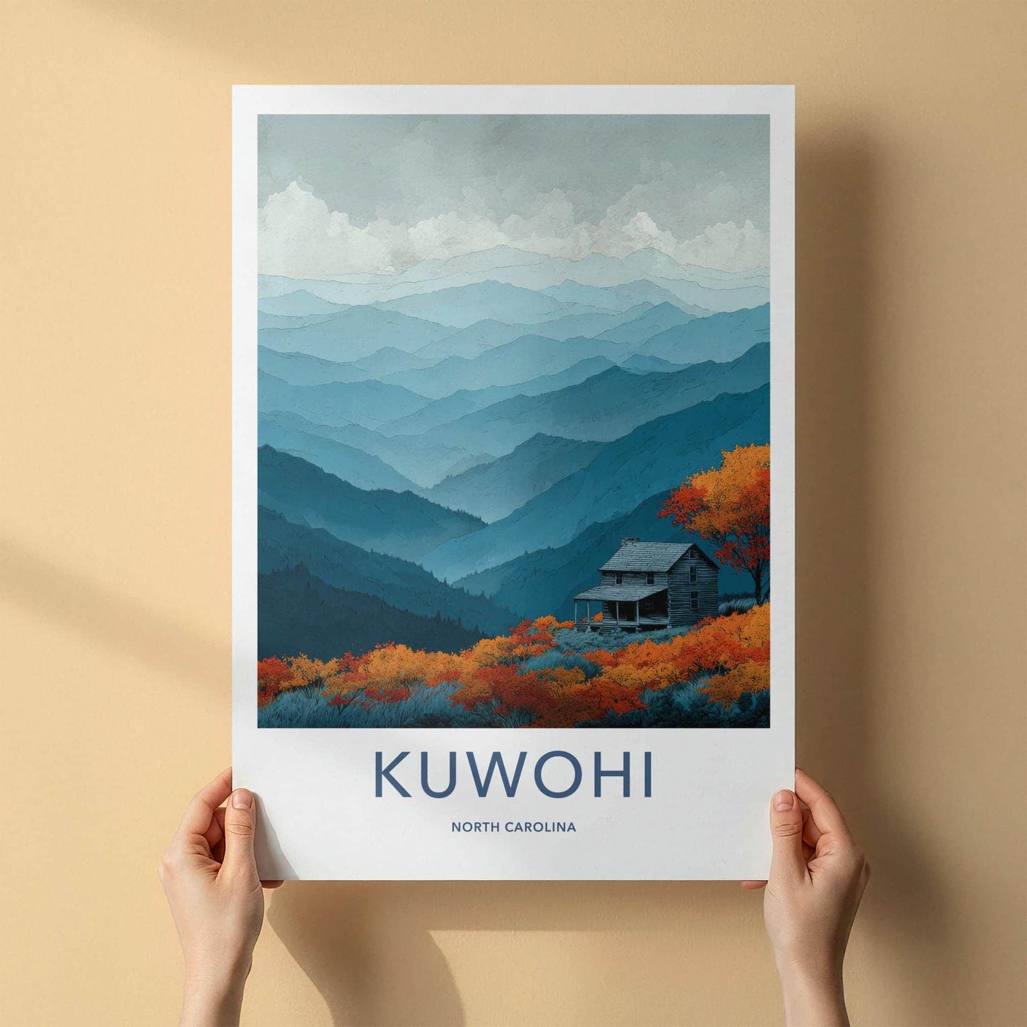 Kuwohi Poster - North Carolina Wall Art - Rustic Cabin Autumn Home Decor