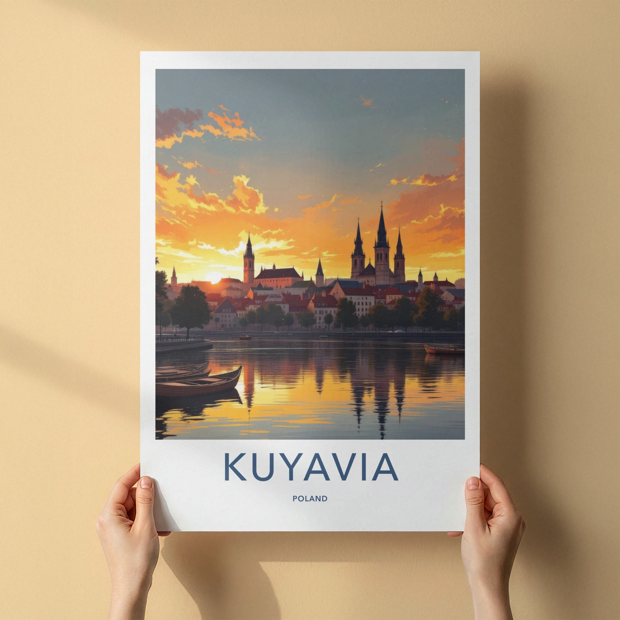 Kuyavia Poster - Poland Art Print - Golden River Sunset Home Decor