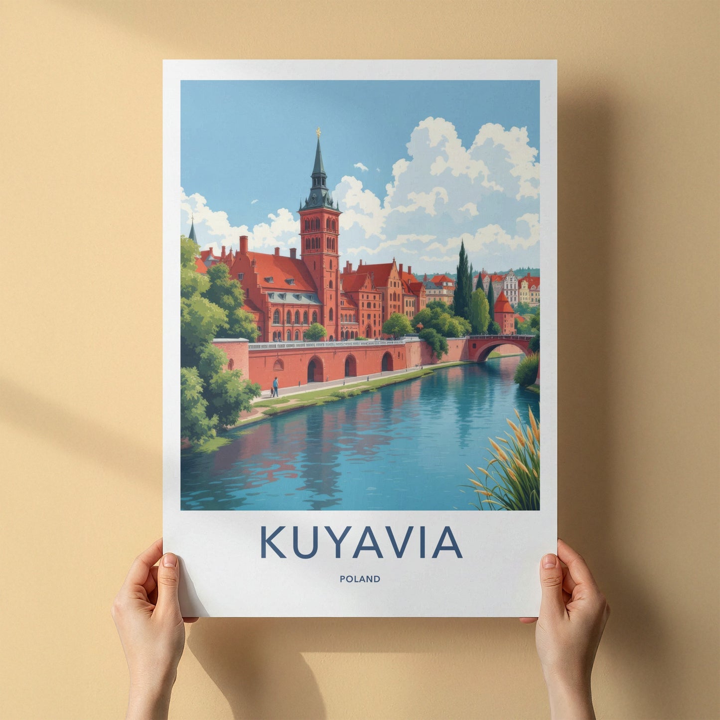Kuyavia Poster - Poland Travel Art - Historic Riverfront Town Home Decor