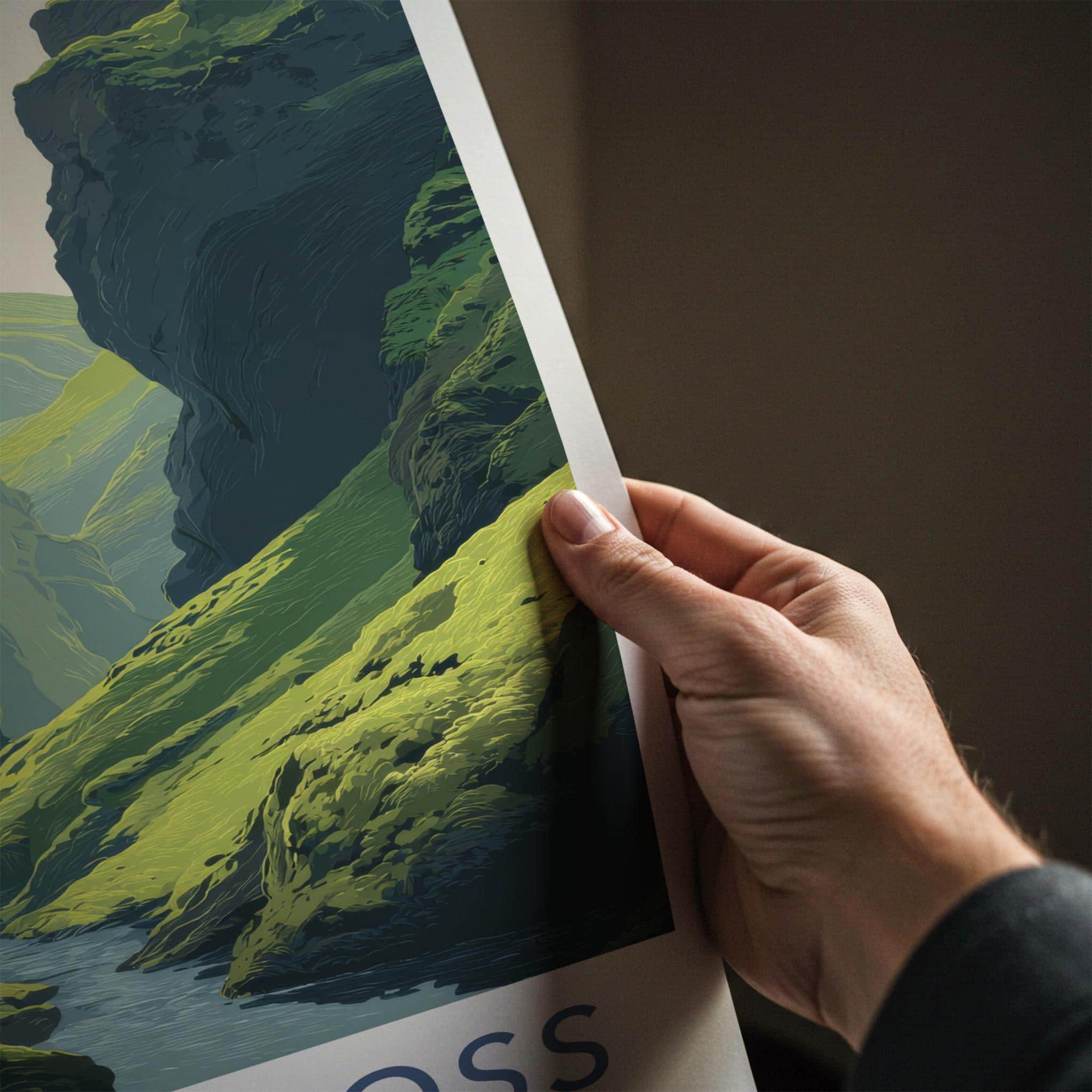 Kvernunfoss Poster - Iceland Travel Art - Lush Green Gorge Home Decor