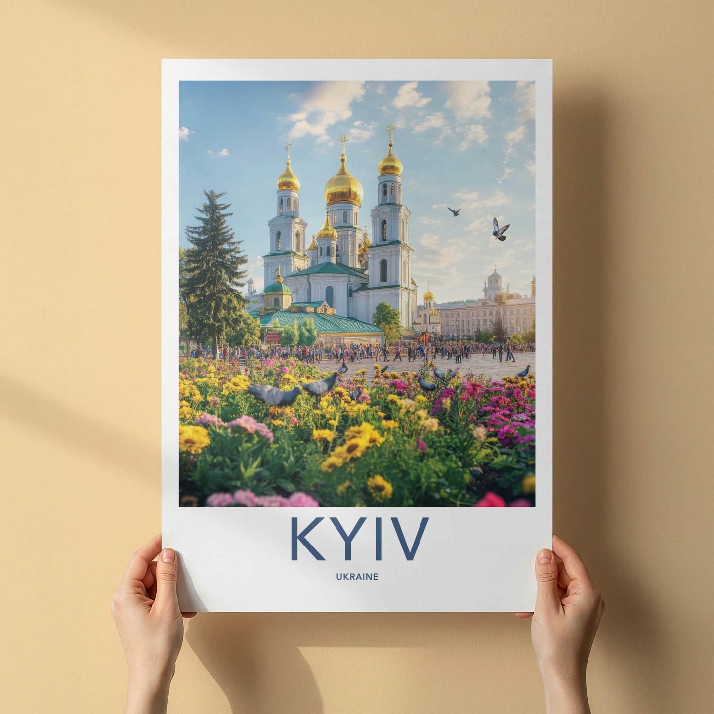 Kyiv Poster - Ukraine Travel Art - Golden Dome Cathedral Home Decor