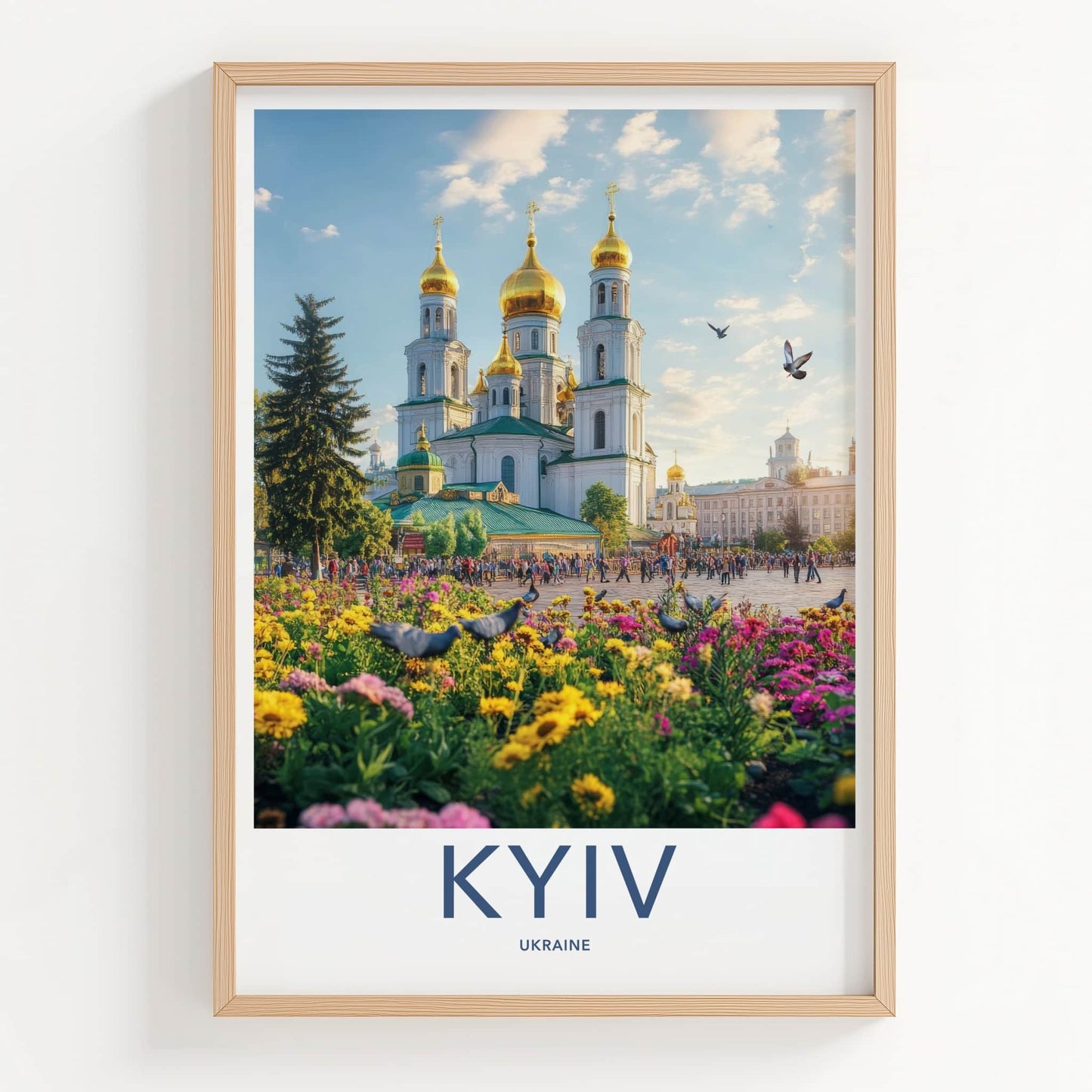 Kyiv Poster - Ukraine Travel Art - Golden Dome Cathedral Home Decor