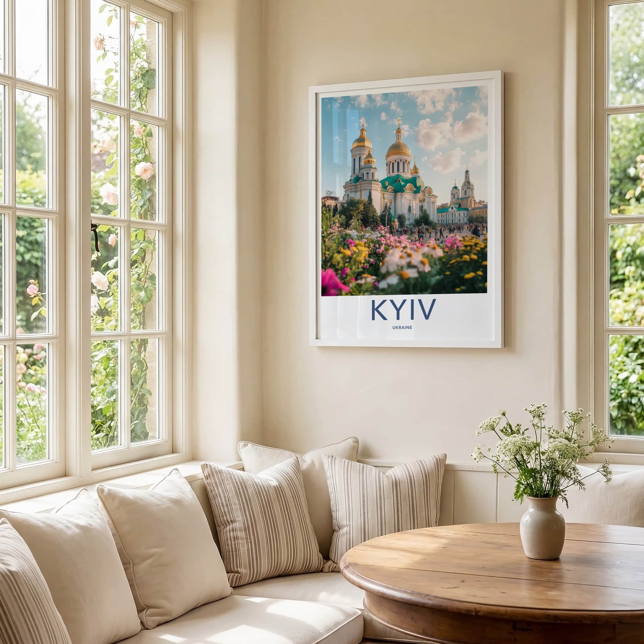 Kyiv Poster - Ukraine Travel Art - Golden Domed Cathedral Home Decor