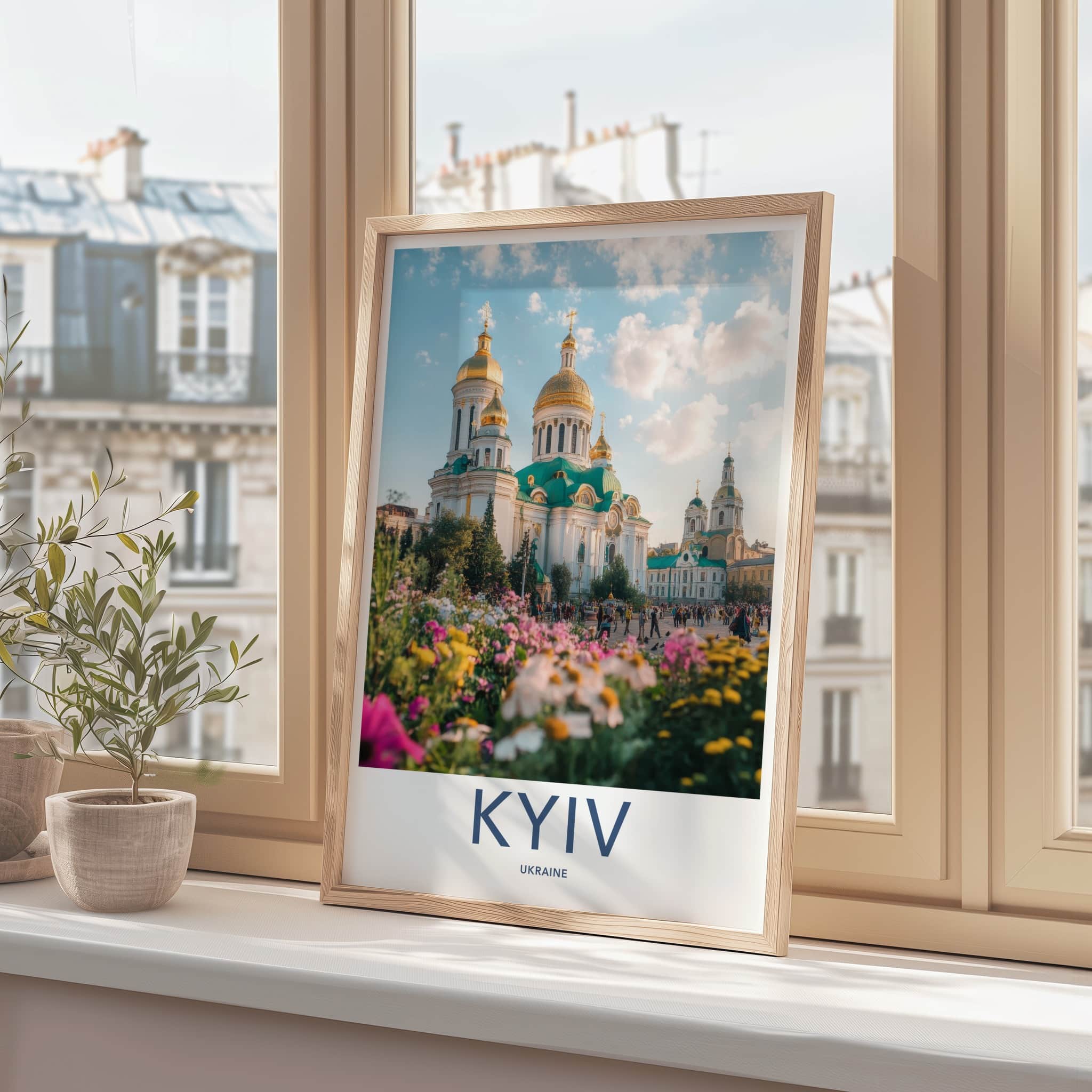 Kyiv Poster - Ukraine Travel Art - Golden Domed Cathedral Home Decor
