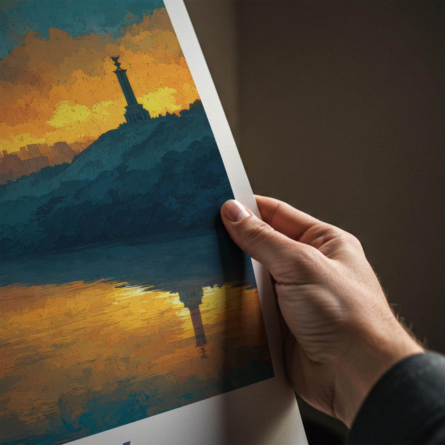 Kyiv Poster - Ukraine Travel Art - Golden River Skyline Wall Decor