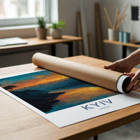 Kyiv Poster - Ukraine Travel Art - Golden River Skyline Wall Decor