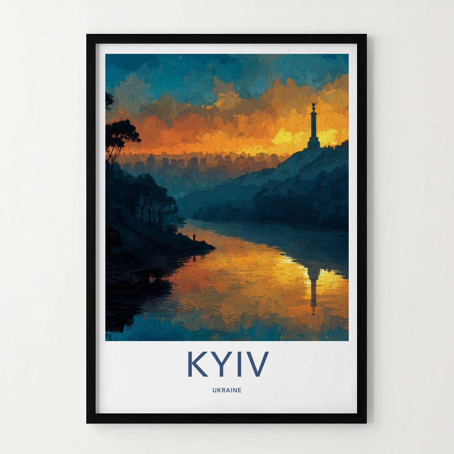 Kyiv Poster - Ukraine Travel Art - Golden River Skyline Wall Decor