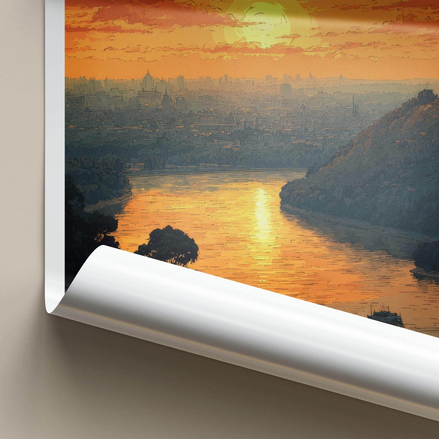 Kyiv Poster - Ukraine Travel Art - Golden River Sunset Home Decor