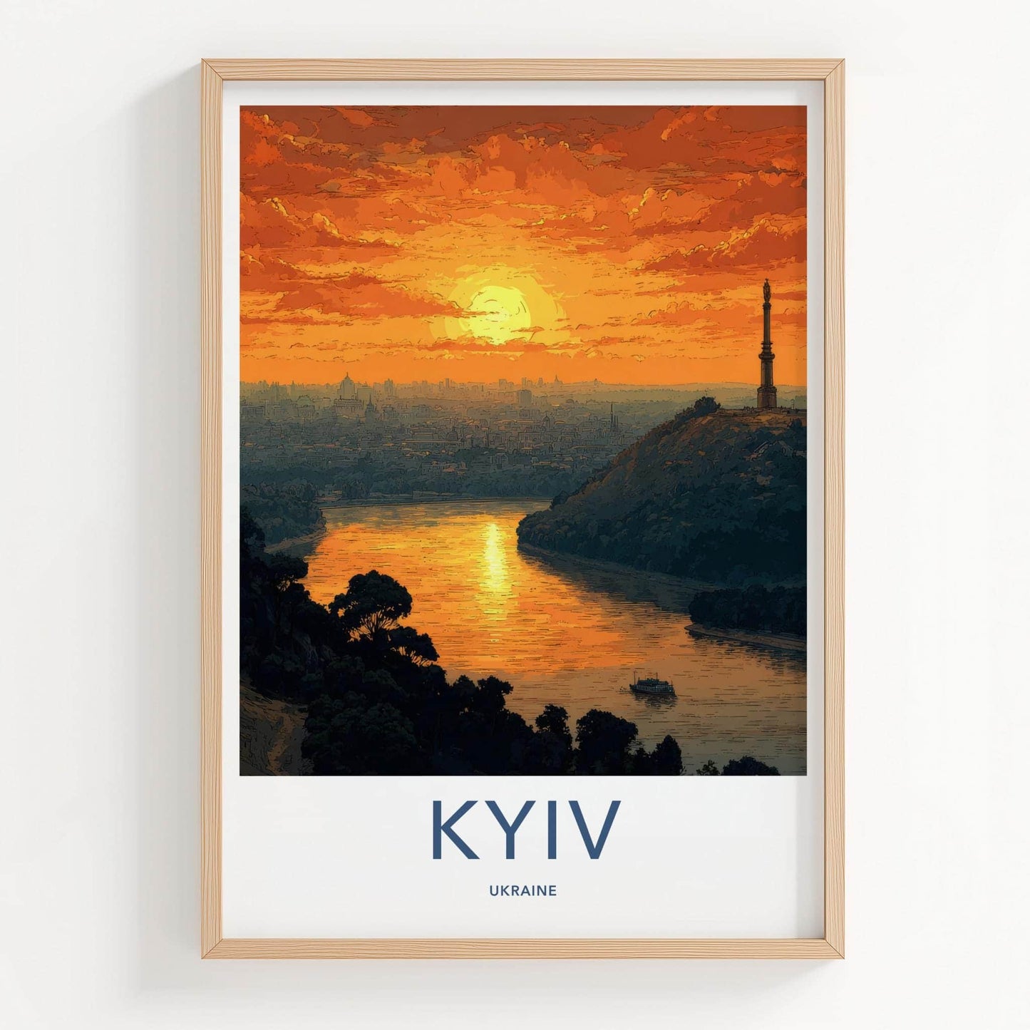 Kyiv Poster - Ukraine Travel Art - Golden River Sunset Home Decor