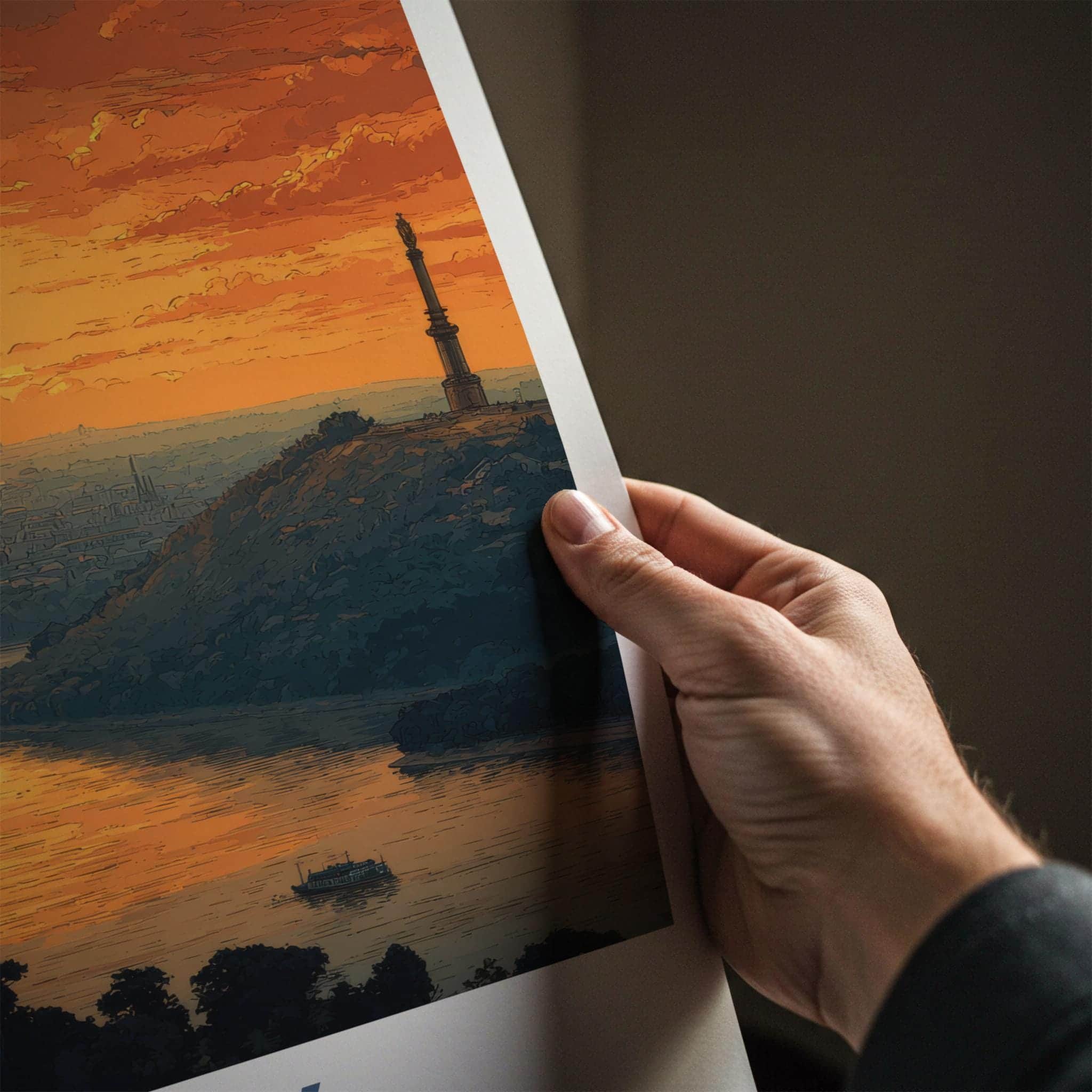 Kyiv Poster - Ukraine Travel Art - Golden River Sunset Home Decor