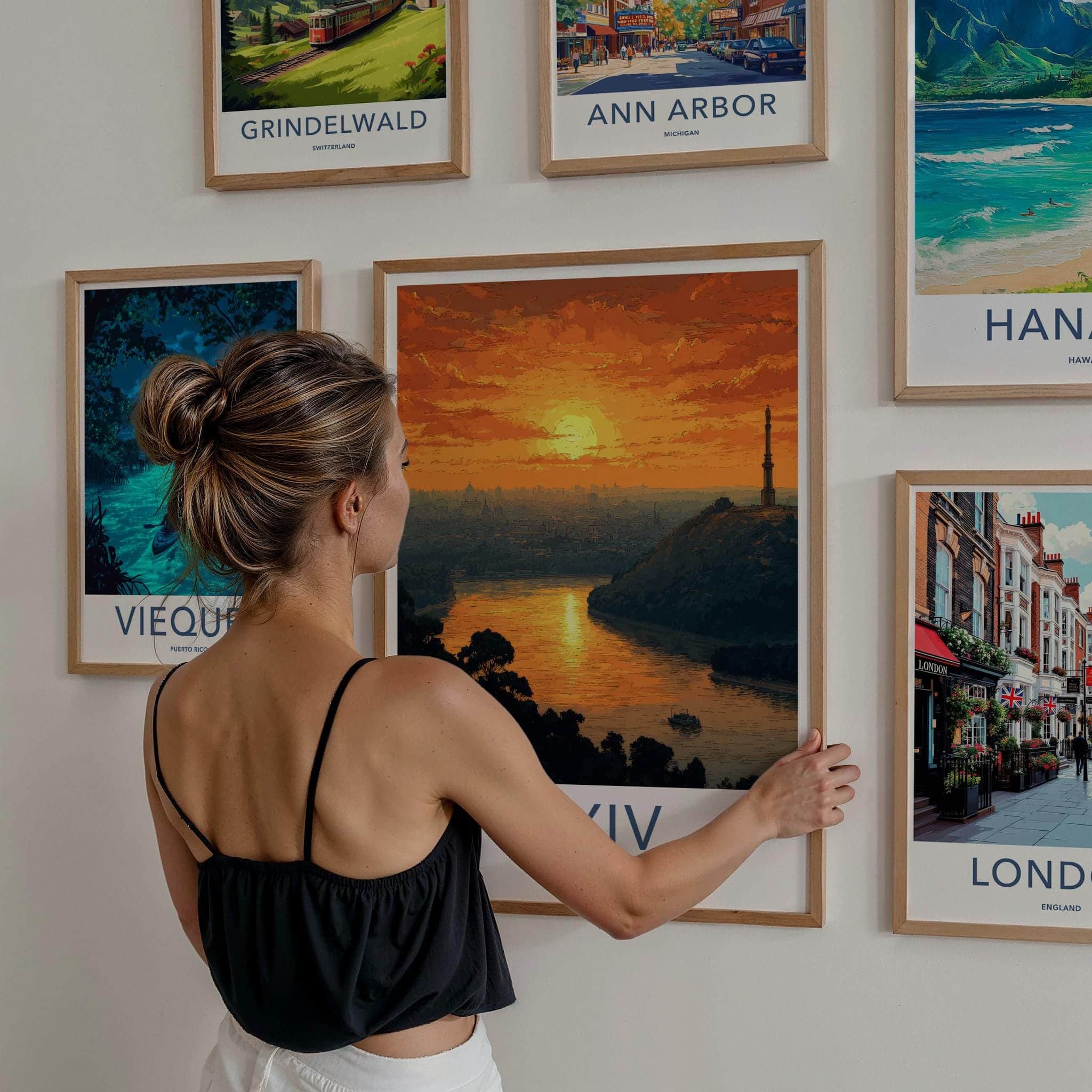 Kyiv Poster - Ukraine Travel Art - Golden River Sunset Home Decor