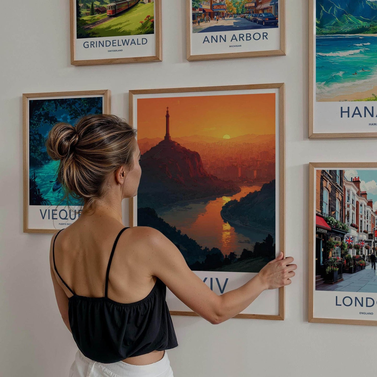 Kyiv Poster - Ukraine Travel Art - Orange Sunset River Home Decor