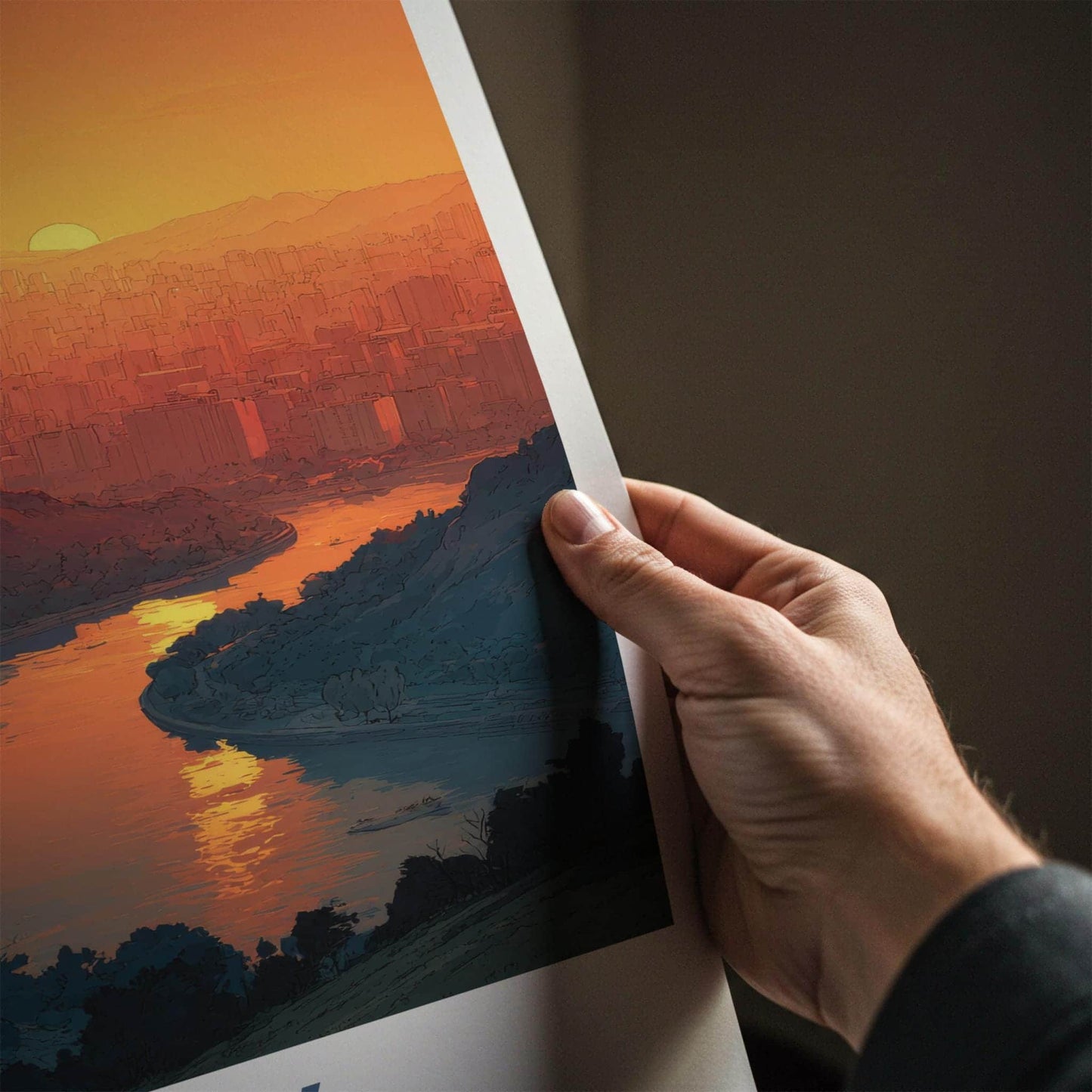 Kyiv Poster - Ukraine Travel Art - Orange Sunset River Home Decor
