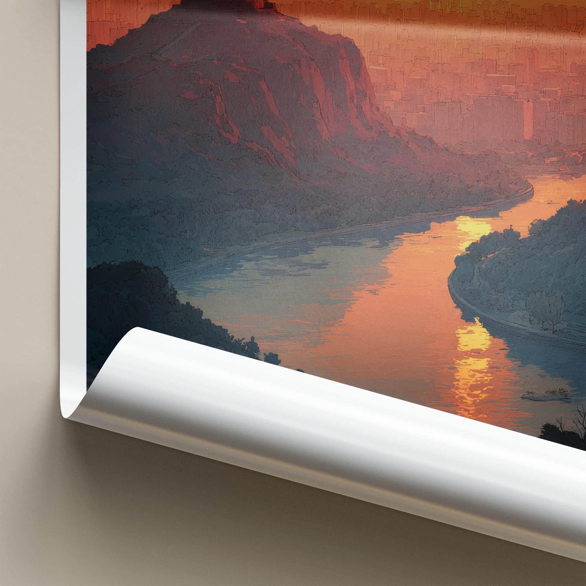 Kyiv Poster - Ukraine Travel Art - Orange Sunset River Home Decor