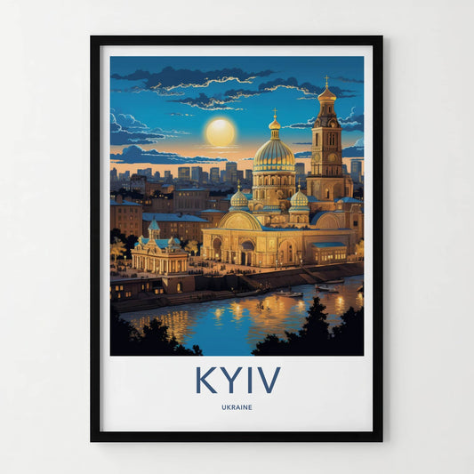 Kyiv Poster - Ukraine Travel Print - Golden Dome River Home Decor